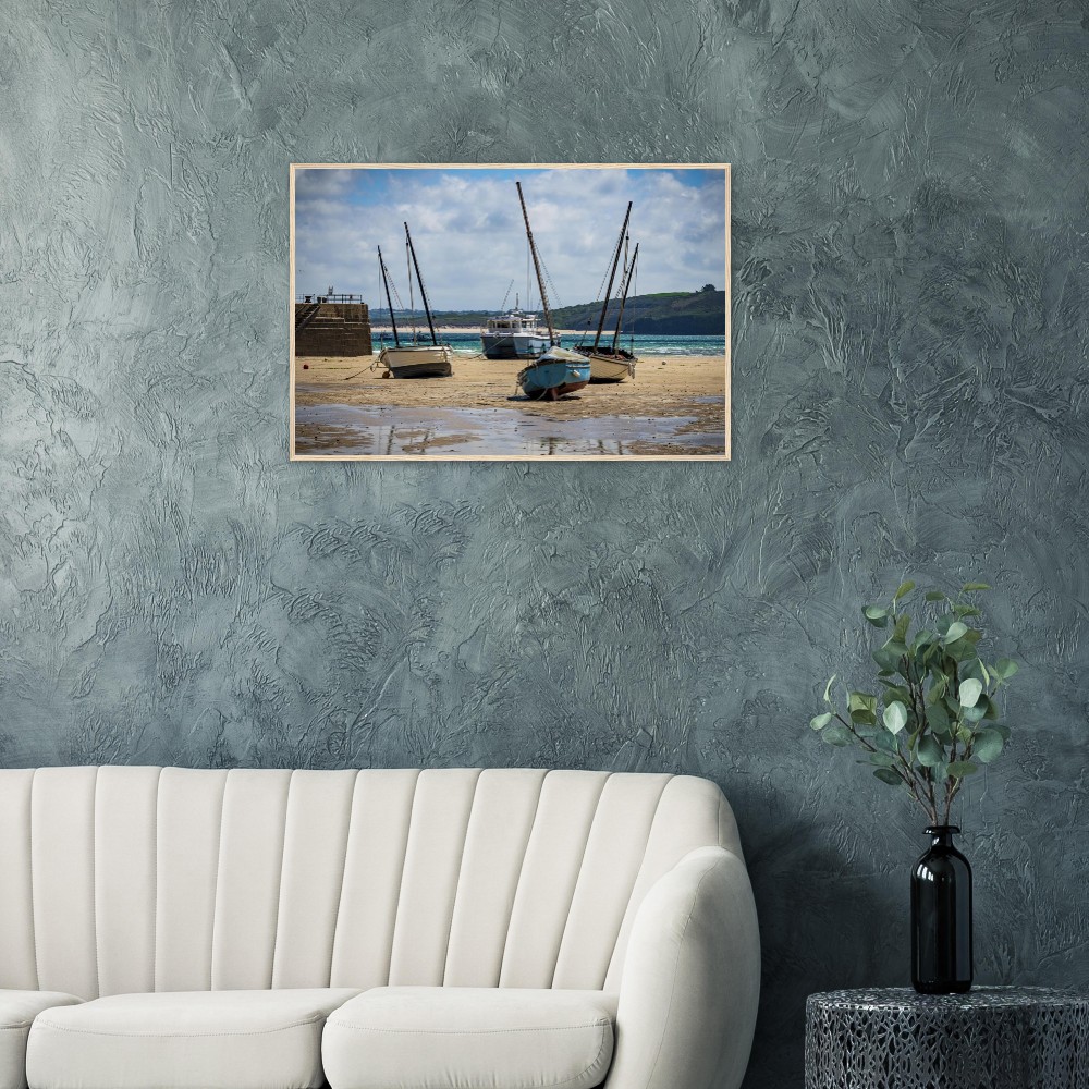 St Ives Harbour, Low Tide - Fine art Wooden Framed Poster - Image 2