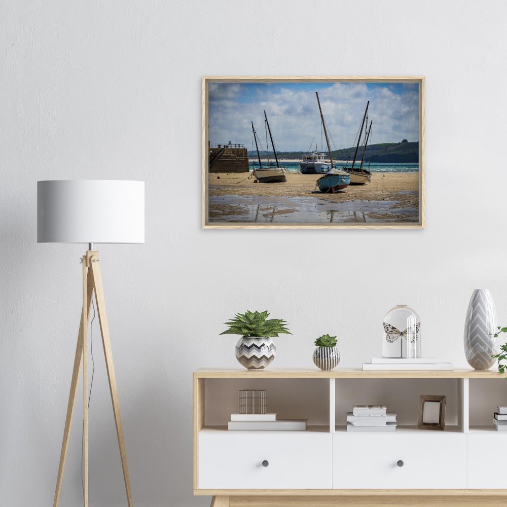 St Ives Harbour, Low Tide - Fine art Framed Canvas - Image 3