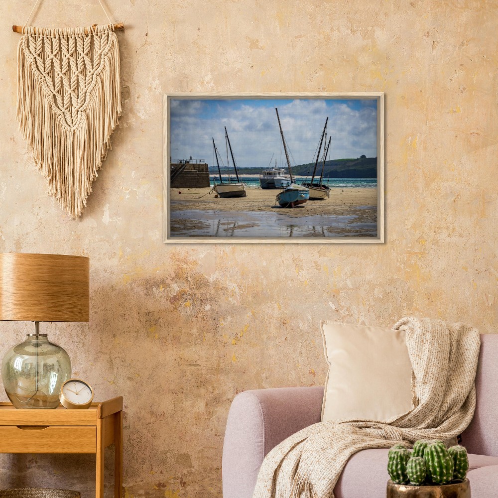 St Ives Harbour, Low Tide - Fine art Framed Canvas - Image 6