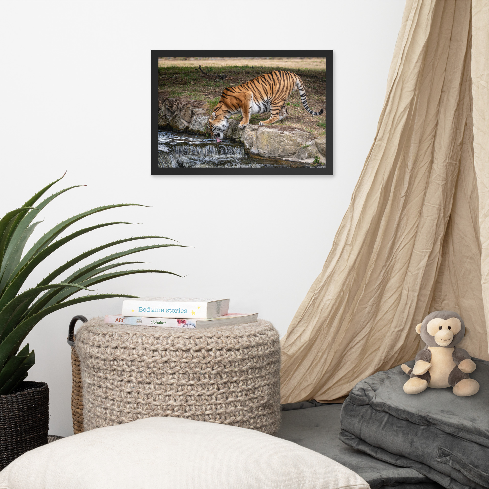 Amur Tiger drinking - Framed fine art print - Image 5
