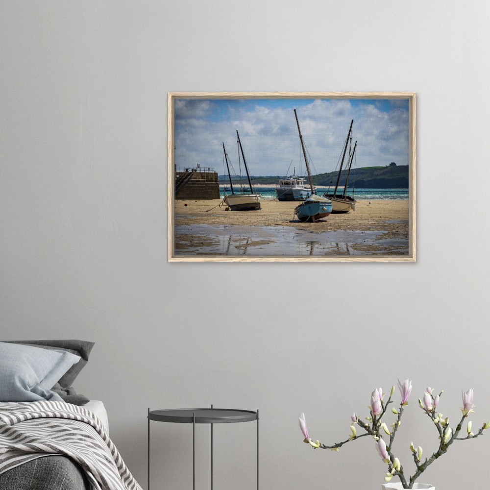 St Ives Harbour, Low Tide - Fine art Framed Canvas - Image 7