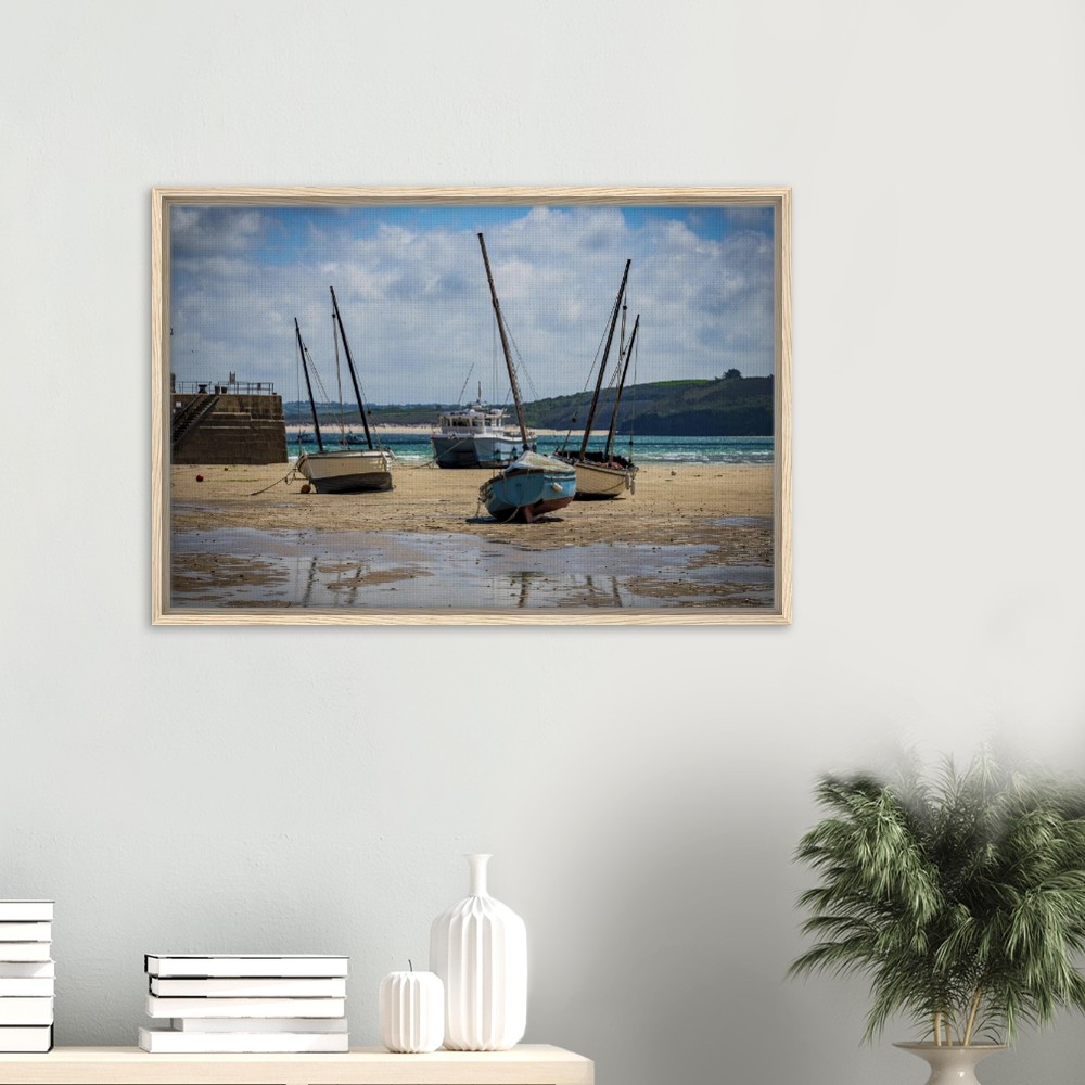 St Ives Harbour, Low Tide - Fine art Framed Canvas - Image 4
