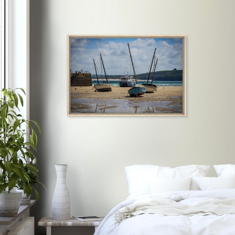 St Ives Harbour, Low Tide - Fine art Framed Canvas - Image 5